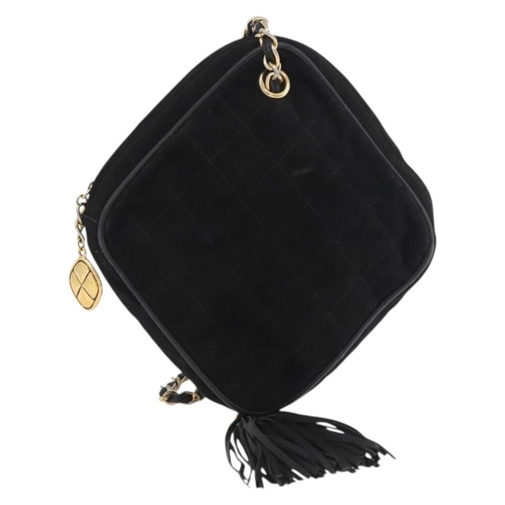 Chanel Suede Chain Choco Bar Shoulder Bag Black